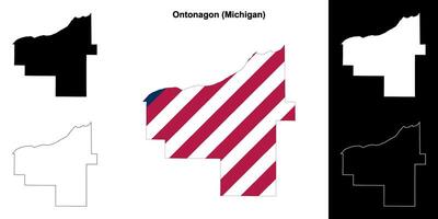 Ontonagon condado, Michigan esboço mapa conjunto vetor