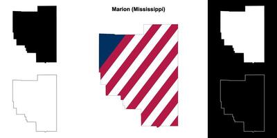 marion condado, Mississippi esboço mapa conjunto vetor