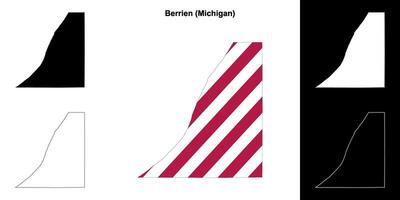 Berrien condado, Michigan esboço mapa conjunto vetor