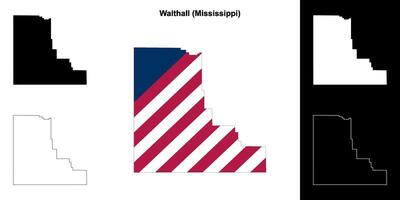 Walthall condado, Mississippi esboço mapa conjunto vetor