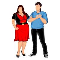 homem e mulher com excesso de peso em fundo branco - vetor