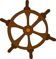 ilustração de roda de navio de madeira marrom isolada em vetor. elemento de navegação no navio. volante vetor