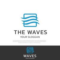 símbolo de fluxo de onda de logotipo de linha abstrata dentro de caixa de linha. Ícone de vetor de água em movimento