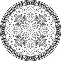 linear contorno volta turco ornamento. otomano círculo, anel, quadro. muçulmano padronizar para manchado vidro vetor