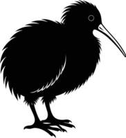uma Preto e branco silhueta do uma kiwi pássaro vetor