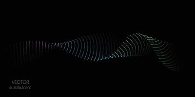 fluindo ponto partículas onda padronizar azul e verde gradiente luz isolado em uma Preto fundo, conceito do ai tecnologia, Ciência, e música. vetor