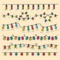 coleção de luzes de Natal handdrawn, ilustração vetorial. desenho bonito estilo desenhado à mão vetor