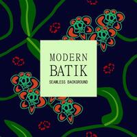 Sombrio azul vintage floral moderno batik motivo desatado Projeto vetor