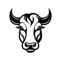 touro cabeça Projeto modelo. Fazenda animal cabeça mascote para logotipo, emblema, distintivo, rótulo, camiseta. vetor