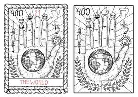a tarot cartão, mão desenhado gravado ilustração, místico e esotérico conceito vetor