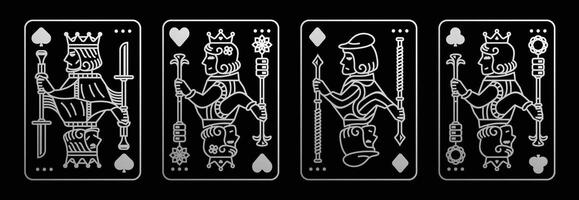rei e rainha cartão ilustração conjunto do corações, pá, diamante e clube, real cartões Projeto coleção vetor