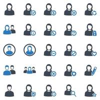 conjunto de ícones de usuários - ilustração vetorial. grupo, usuário, usuários, equipe, pessoas, avatar, casal, homem, mulher, conta, perfil, ícones. vetor