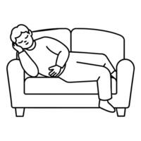 uma homem dormindo em sofá ilustração vetor