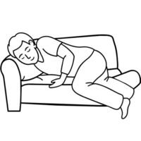 uma homem dormindo em sofá ilustração vetor