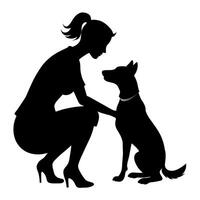 uma mulher com cachorro ilustração vetor