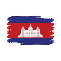 Vetor da bandeira do Camboja com pincel estilo aquarela