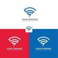 tecnologia logotipo Projeto modelo com Wi-fi forma representando rede e velocidade. vetor