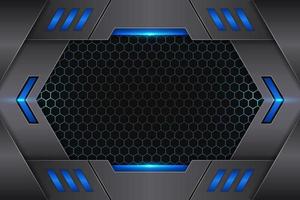 fundo moderno metálico 3d futurista tecnologia azul brilhante com hexágono vetor