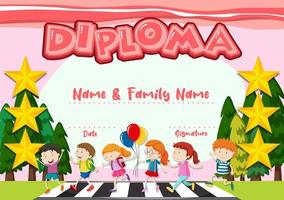 modelo de certificado de diploma infantil vetor