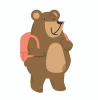 desenho animado de urso fofo para a escola vetor