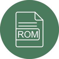 ROM Arquivo formato linha multi círculo ícone vetor