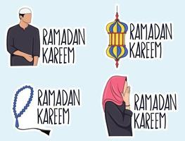 coleção de adesivos ramadan kareem vetor