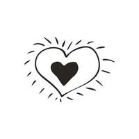 doodle ícone de coração. símbolo de amor. bonito mão desenhada ilustração gráfica isolada no fundo branco. sinal de estilo de contorno simples. padrão de esboço de arte vetor
