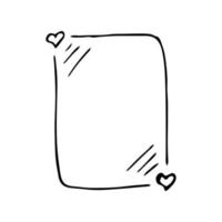 moldura de retângulo vertical doodle com pequenos corações vetor