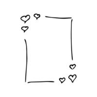 retângulo vertical doodle moldura com corações vetor