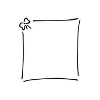 moldura quadrada de doodle com pequeno laço vetor