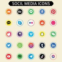 social meios de comunicação ícones conjunto com Facebook Instagram Twitter tiktok Youtube logotipos vetor