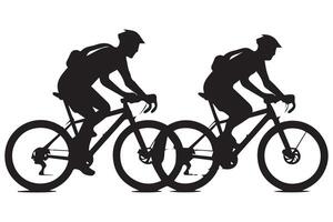 bicicleta equitação Preto silhueta Projeto vetor