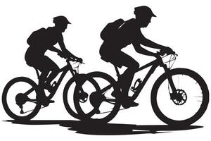 bicicleta equitação Preto silhueta Projeto vetor