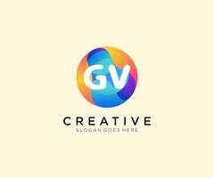 gv inicial logotipo com colorida círculo modelo . vetor