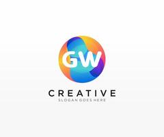 gw inicial logotipo com colorida círculo modelo . vetor