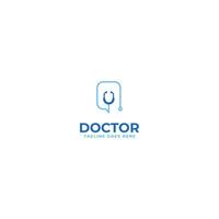 médico consultar com estetoscópio e bate-papo logotipo Projeto ilustração idéia vetor