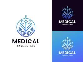 moderno futurista minimalista linha arte médico logotipo Projeto vetor
