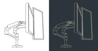 dual monitor montar plantas vetor