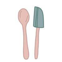 concha e espátula cozimento e cozinhando utensílios, cozinhando equipamento, cozinha utensílios, refeição preparação, Comida preparação, cozinha gráfico ilustração, clipart gráficos vetor