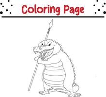 Bravo crocodilo coloração página para crianças vetor