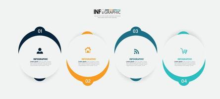 elementos de infográfico de círculo com 4 etapas vetor