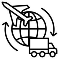 global logística ícone linha ilustração vetor