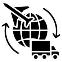 global logística ícone linha ilustração vetor