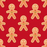 fofa desenho animado Natal Pão de gengibre biscoitos em vermelho fundo desatado padronizar ilustração vetor