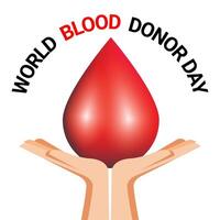 mão segurando sangue solta para mundo sangue doador dia vetor