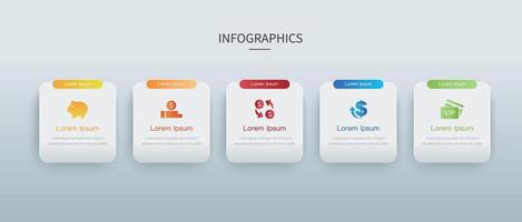 gráfico modelo com ícones e 5 opções.negócios marketing conceito infográfico vetor