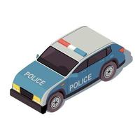 ilustração em vetor cor isométrica de carro de polícia. infográfico de transporte da cidade. crossover suv. polícia policial civil. automóvel urbano. transporte da cidade. conceito 3d de automóvel isolado no fundo branco