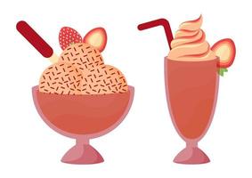 ilustração de sorvete de morango 2 vetor