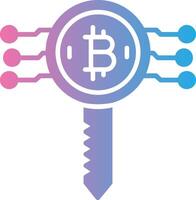bitcoin chave glifo gradiente ícone Projeto vetor