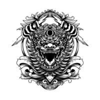 ilustração do vetor do ornamento da cabeça do leão design de camiseta